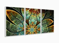 Quadro Decorativo Flor Fractal 120x60 3 peças com moldura filete - Foto 4