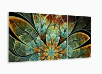 Quadro Decorativo Flor Fractal 120x60 3 peças com moldura filete - Foto 5