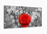 Quadro Decorativo Flor Vermelha Mosaico Em Tecido 3 Peças 1R com moldura filete - Foto 5