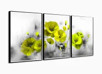 Quadro Decorativo Flores Amarelas 120x60 3 peças com moldura filete - Foto 3