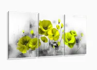 Quadro Decorativo Flores Amarelas 120x60 3 peças com moldura filete - Foto 5