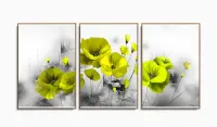 Quadro Decorativo Flores Amarelas 120x60 3 peças com moldura filete - Foto 6