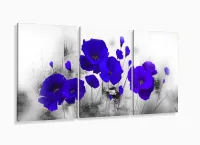 Quadro Decorativo Flores Azul 120x60 3 peças com moldura filete - Foto 5