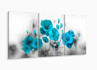 Quadro Decorativo Flores Azul Céu 120x60 3 peças com moldura filete - Foto 5