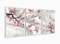 Quadro Decorativo Flores Cerejeira Estilo 3d 120x60 3 peças com moldura filete - Foto 4