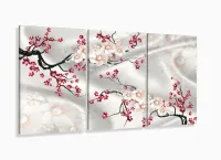 Quadro Decorativo Flores Cerejeira Estilo 3d 120x60 3 peças com moldura filete - Foto 5