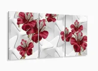Quadro Decorativo Flores Diamantes 120x60 Estilo 120x60 3 peças com moldura filete - Foto 5