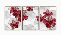 Quadro Decorativo Flores Diamantes 120x60 Estilo 120x60 3 peças com moldura filete - Foto 6