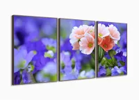 Quadro Decorativo Flores Escritório Em Tecido 3 Peças m02 com moldura filete - Foto 2
