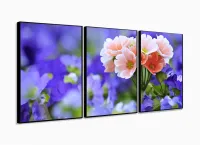 Quadro Decorativo Flores Escritório Em Tecido 3 Peças m02 com moldura filete - Foto 3