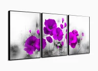 Quadro Decorativo Flores Magenta 120x60 3 peças com moldura filete - Foto 3