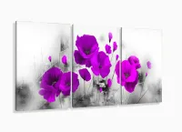 Quadro Decorativo Flores Magenta 120x60 3 peças com moldura filete - Foto 5