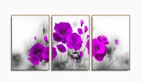 Quadro Decorativo Flores Magenta 120x60 3 peças com moldura filete - Foto 6