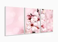 Quadro Decorativo Flores Rosa para Hall em tecido 3 peças com moldura filete - Foto 4