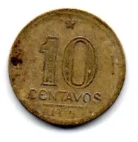1945 - 10 Centavos - COM Sigla OM no Anverso - Moeda Brasil