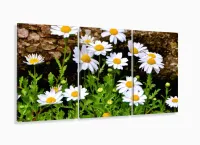 Quadro Decorativo Paisagem Flores Tela Em Tecido 3 Peças com moldura filete - Foto 5