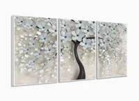 Quadro Decorativo Para Sala Quarto Flores Cerejeiras 120x60 3 peças com moldura filete - Foto 4