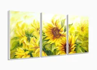 Quadro Decorativo Pintura Dois Girassóis 120x60 Sala Quarto com moldura filete - Foto 4