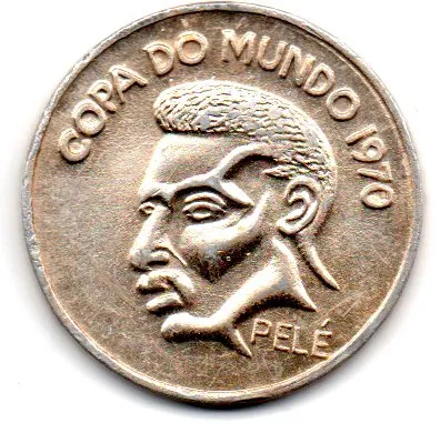 Medalha - Pelé - Copa do Mundo 1970 - Revista Placar - Editora Abril - C/ Resíduo de cola - 31mm
