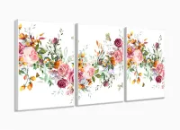 Quadro Decorativo Quarto Escritório Floral 120x60 3 peças com moldura filete - Foto 4
