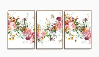 Quadro Decorativo Quarto Escritório Floral 120x60 3 peças com moldura filete - Foto 6
