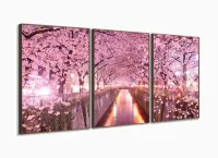 Quadro Decorativo Rua Florida Rosa 3 peças 120x60 com moldura filete - Foto 2
