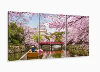 Quadro Decorativo Sala Quarto Escritório Lago e Cerejeiras 120x60 com moldura filete - Foto 5