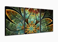 Quadro Flor Vitral Decorativo Tela Em Tecido 3 Peças com moldura filete - Foto 3
