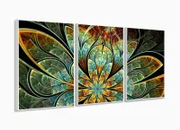 Quadro Flor Vitral Decorativo Tela Em Tecido 3 Peças com moldura filete - Foto 4