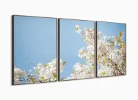 Quadro Flores e Plantas Natureza Paisagem Conjunto 3 peças 125x60 com moldura filete - Foto 2
