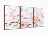 Quadro Flores e Plantas Paisagem Mosaico Vertical 3 Peças com moldura filete