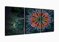 Quadros Decorativos Flor Surrealista Sala Quarto 120x60 3 peças com moldura filete - Foto 3