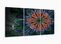 Quadros Decorativos Flor Surrealista Sala Quarto 120x60 3 peças com moldura filete - Foto 5