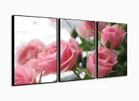 Quadros Decorativos Flores Rosas120x60 3 peças com moldura filete - Foto 3