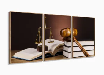 Quadro Decorativo Advogados Juiz 120x60 3 peças com moldura filete