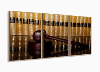 Quadro Decorativo Direito Juiz 120x60 em Tecido com moldura filete