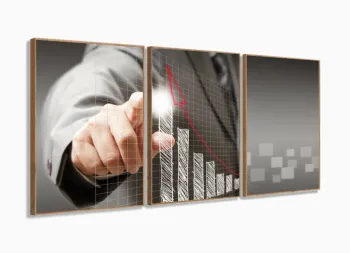 Quadro Decorativo Para Escritórios Mundo Dos Negócios m05 com moldura filete