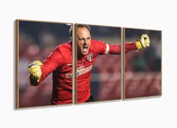Painel Decorativo Mito Rogerio Ceni Com Tela De Tecido 120x60 com moldura filete