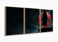 Painel Decorativo Naruto - Uchiha Itachi - Tela Em Tecido 120x60 3 peças com moldura filete