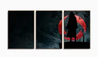 Painel Decorativo Naruto - Uchiha Itachi - Tela Em Tecido 120x60 3 peças com moldura filete - Foto 6
