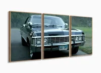 Painel Decorativo Supernatural - Impala - Tela Em Tecido 120x60 3 peças com moldura filete