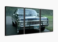 Painel Decorativo Supernatural - Impala - Tela Em Tecido 120x60 3 peças com moldura filete - Foto 3