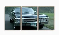 Painel Decorativo Supernatural - Impala - Tela Em Tecido 120x60 3 peças com moldura filete - Foto 6