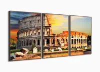 Painel Em Tecido Decorativo Coliseu Roma Itália Para Sala com moldura filete - Foto 2