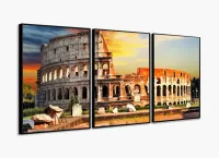 Painel Em Tecido Decorativo Coliseu Roma Itália Para Sala com moldura filete - Foto 3
