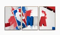 Painel Nba Basquete Decorativo B Tela Em Tecido 120x60 3 peças com moldura filete - Foto 6