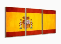 Quadro Arte Bandeira Da Espanha Mosaico 120x60 3 peças com moldura filete