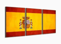Quadro Arte Bandeira Da Espanha Mosaico 120x60 3 peças com moldura filete - Foto 2