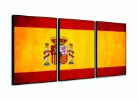 Quadro Arte Bandeira Da Espanha Mosaico 120x60 3 peças com moldura filete - Foto 3