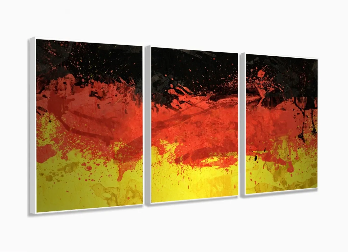 Quadro Bandeira Da Alemanha Artístico Mosaico 3 Peças com moldura filete Imagem